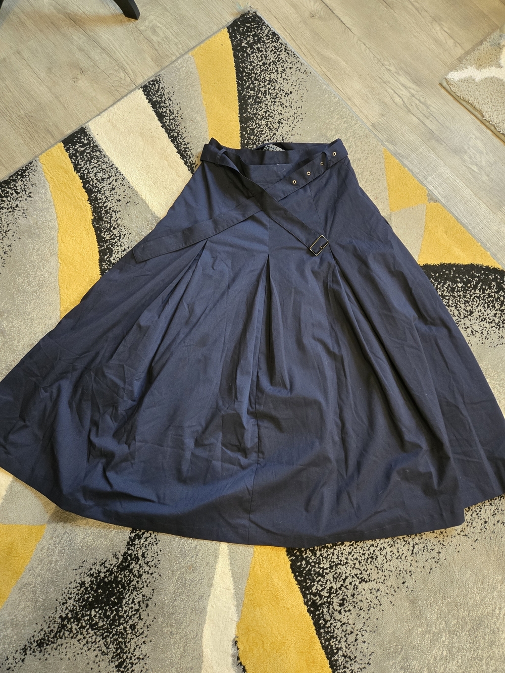 Women's Navy Maxi Skirt with Waist Belt